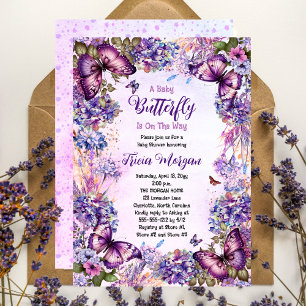 Een Baby vlinder is op de weg meisje Baby shower Kaart