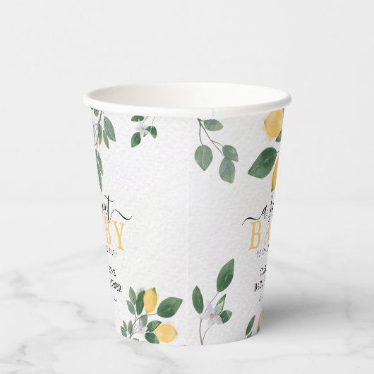 Een Baby Waterverf Lemon Baby shower Papieren Bekers (Rechts)