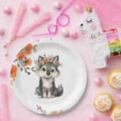 Een baby wolf is onderweg - Papieren Borden Papieren Bordje (Feest)
