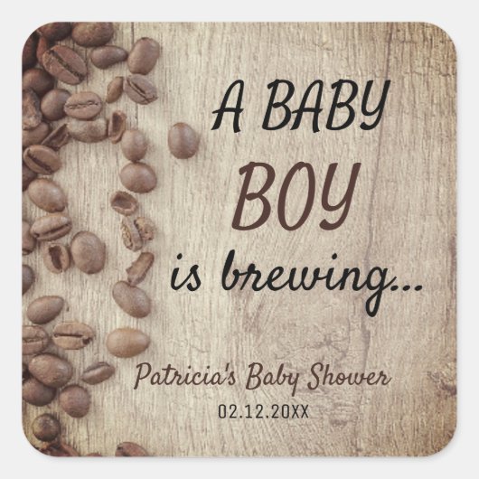 Een babyboytje is een brouwsel Houten  Cadeau Baby Vierkante Sticker (Voorkant)