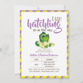 Een babykuiken op komst Dinosaur Cute Paars Kaart (Voorkant)