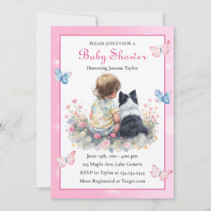 Een babymeisje en haar Australische hond baby show Kaart