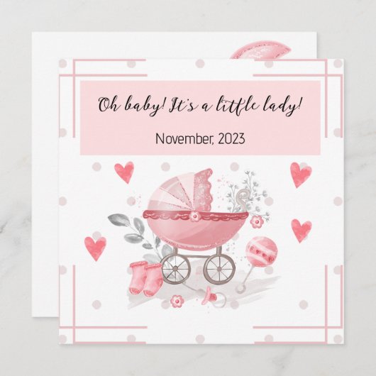 Een babymeisje met een mooie boodschap kaart (Voorkant / Achterkant)