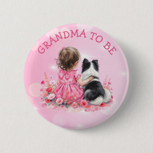 Een babymensje en haar hond Oma worden Baby Shower Ronde Button 5,7 Cm