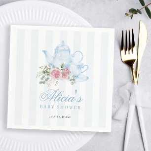 Een babyshower met thema baby is brewing theeparti servet