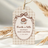Een baby'tje is op komst Gingham koffie baby showe Cadeaulabel