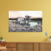 Een baggerbaggerwerkplaats voor GoldOroville, CA Canvas Afdruk (Insitu (Woonkamer))