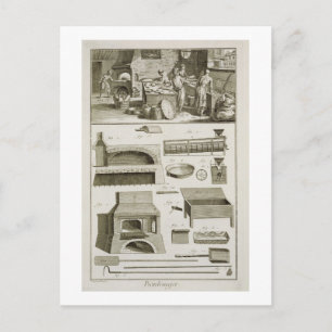 Een bakkerij en bakselmateriaal, van 'Encyclope Briefkaart