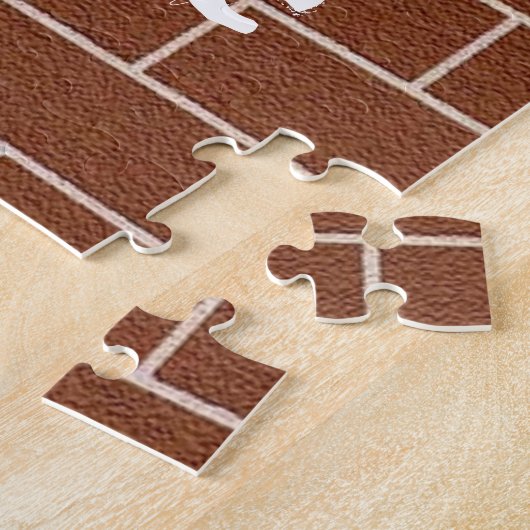 Een bakstenen muur - ik hou van je - voeg Jouw naa Legpuzzel (Zijkant)