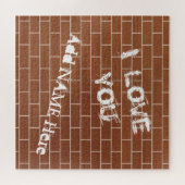 Een bakstenen muur - ik hou van je - voeg Jouw naa Legpuzzel (Horizontaal)