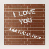 Een bakstenen muur - ik hou van je - voeg Jouw naa Legpuzzel (Verticaal)