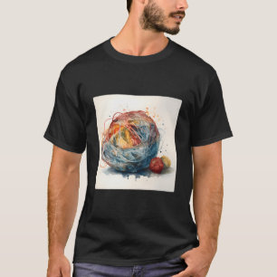 Een bal garen dat zich ontrafelt Vlecht loslatend T-shirt