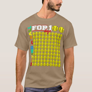 Een bal voor 100 dagen van het schoolsoftbalspel t-shirt