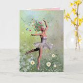 Een ballerina bloem fee kaart (Gele Bloem)