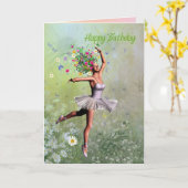 Een ballerina bloem fee verjaardagskaart kaart (Gele Bloem)