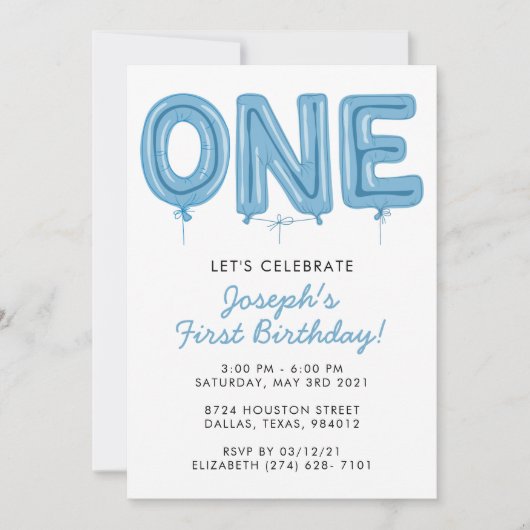 ÉÉN ballon, eerste uitnodiging voor de geboorte (Voorkant)