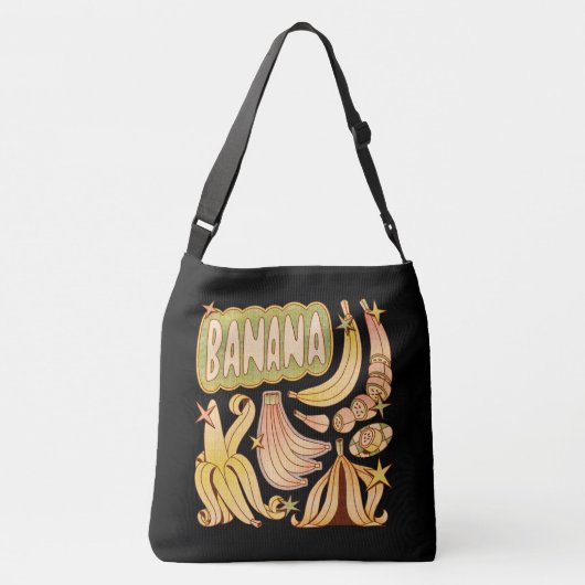 Een banaan / illustratie van banaan crossbody tas (Achterkant)
