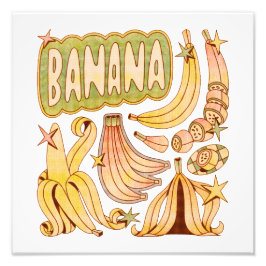 Een banaan / illustratie van banaan foto afdruk