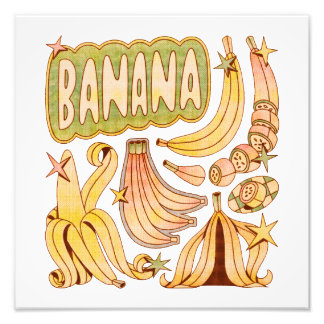 Een banaan / illustratie van banaan foto afdruk