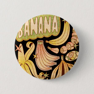 Een banaan / illustratie van banaan ronde button 5,7 cm