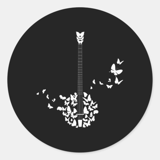 Een Banjo-instrument met mooie botervliegen Ronde Sticker (Voorkant)
