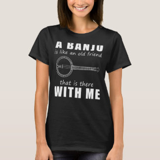 Een banjo is als een oude vriend die bij M is T-shirt