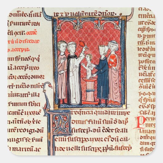 Een Baptismscène uit 'Decret de Gratien' Vierkante Sticker (Voorkant)