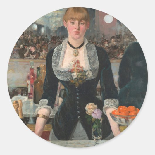 Een bar bij de Folies-Bergère Edouard Manet Ronde Sticker (Voorkant)