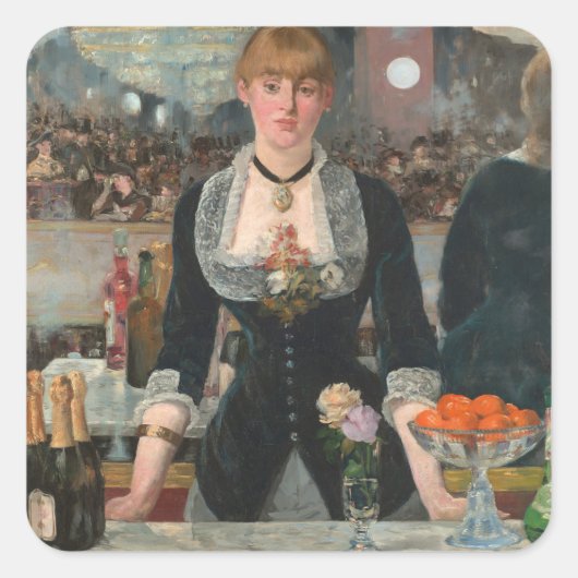 Een bar bij de Folies-Bergère Edouard Manet Vierkante Sticker (Voorkant)