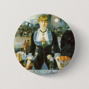 Een bar bij de Folies Bergere van Edouard Manet Ronde Button 5,7 Cm