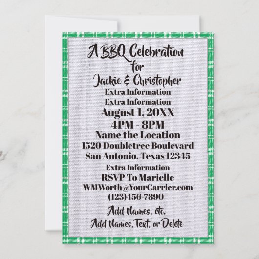 Een Barbecue Feestviering Kaart (Achterkant)
