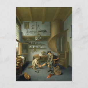 Een Barber chirurg die een boerenvoet neigt Briefkaart