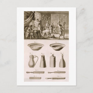 Een barbershop- en barber-gereedschap uit de 'Ency Briefkaart