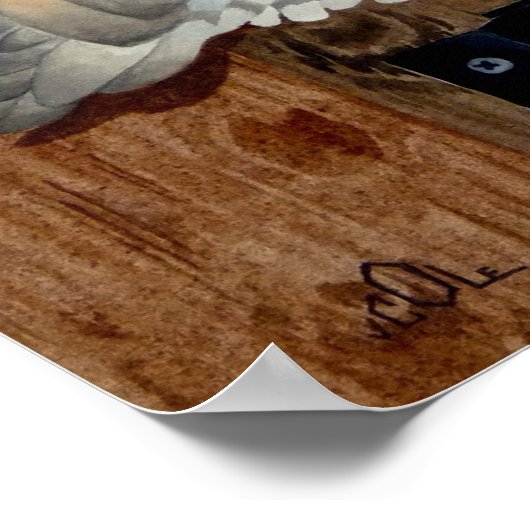 Een Barn Owl rust op een schuurdeur Poster (Hoek)