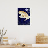 Een Barn Owl tijdens de vlucht Poster (Keuken)