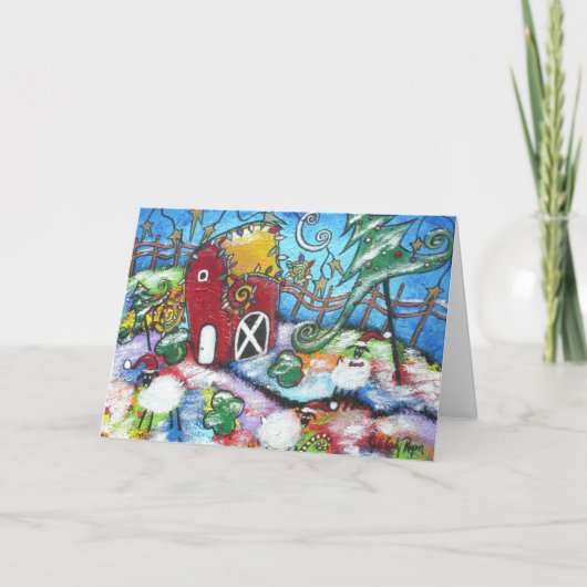 Een Barnyard Christmas Kaart (Voorkant)
