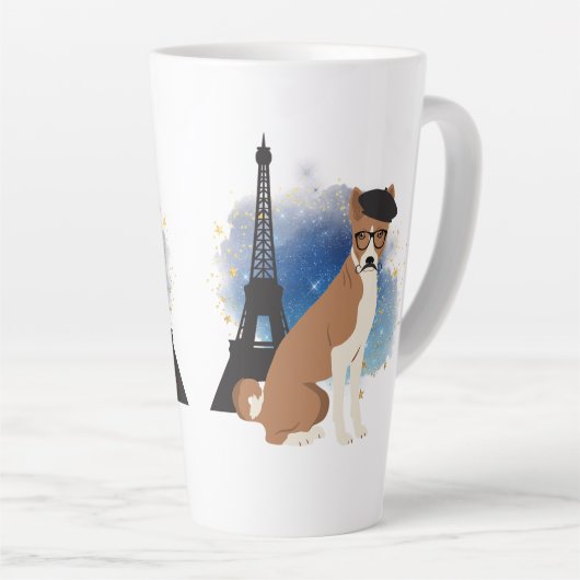 Een Basenji in Parijs Funny Dog Latte Mok (Rechterhoek)