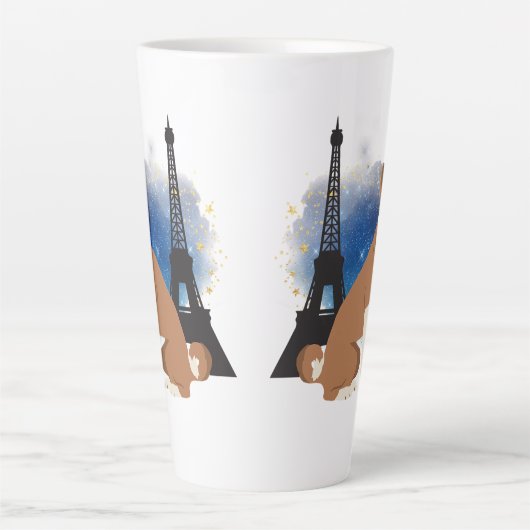 Een Basenji in Parijs Funny Dog Latte Mok (Voorkant)