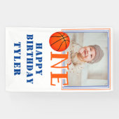 EEN basketbal Kinder foto 1e verjaardag Spandoek (Horizontaal)