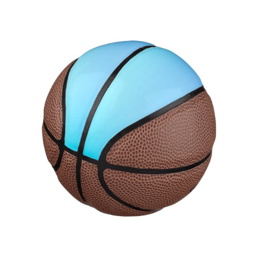 Een basketbal met hemelsblauwe en bruine panelen (Schuin)