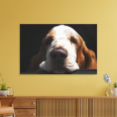 Een Basset Hound die zijn hoofd rust Canvas Afdruk (Insitu (Woonkamer))