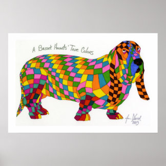 Een Basset Hounds ware kleuren, Basset Hound Poste Poster