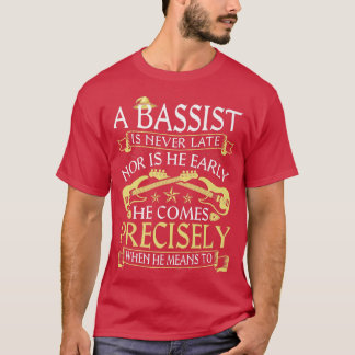 Een bast is nooit te laat, een elektrisch bass-git t-shirt