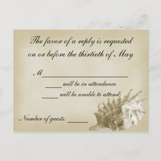 Een Beach Wedding RSVP Card (Goud) Uitnodiging Briefkaart
