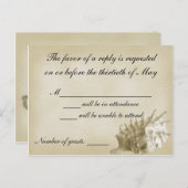 Een Beach Wedding RSVP Card (Goud) Uitnodiging Briefkaart (Voorkant / Achterkant)
