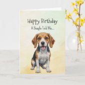 Een Beagle Persoonlijkheid Verjaardag Leuk Dier Kaart (Gele Bloem)