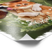 Een beagle puppy die een gemberkitten omhelst foto afdruk (Hoek)