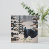 Een Beary Merry Christmas Flat Kaart (Staand voorkant)