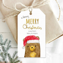 Een beary Merry kerstlabel