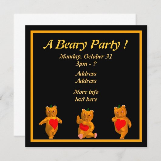 Een Beary Party. Kaart (Voorkant / Achterkant)